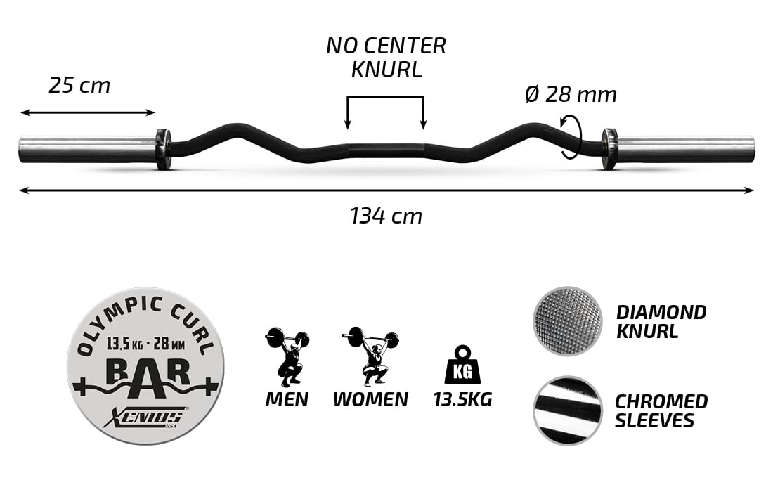 Xenios Chromed Olympic Curl Bar