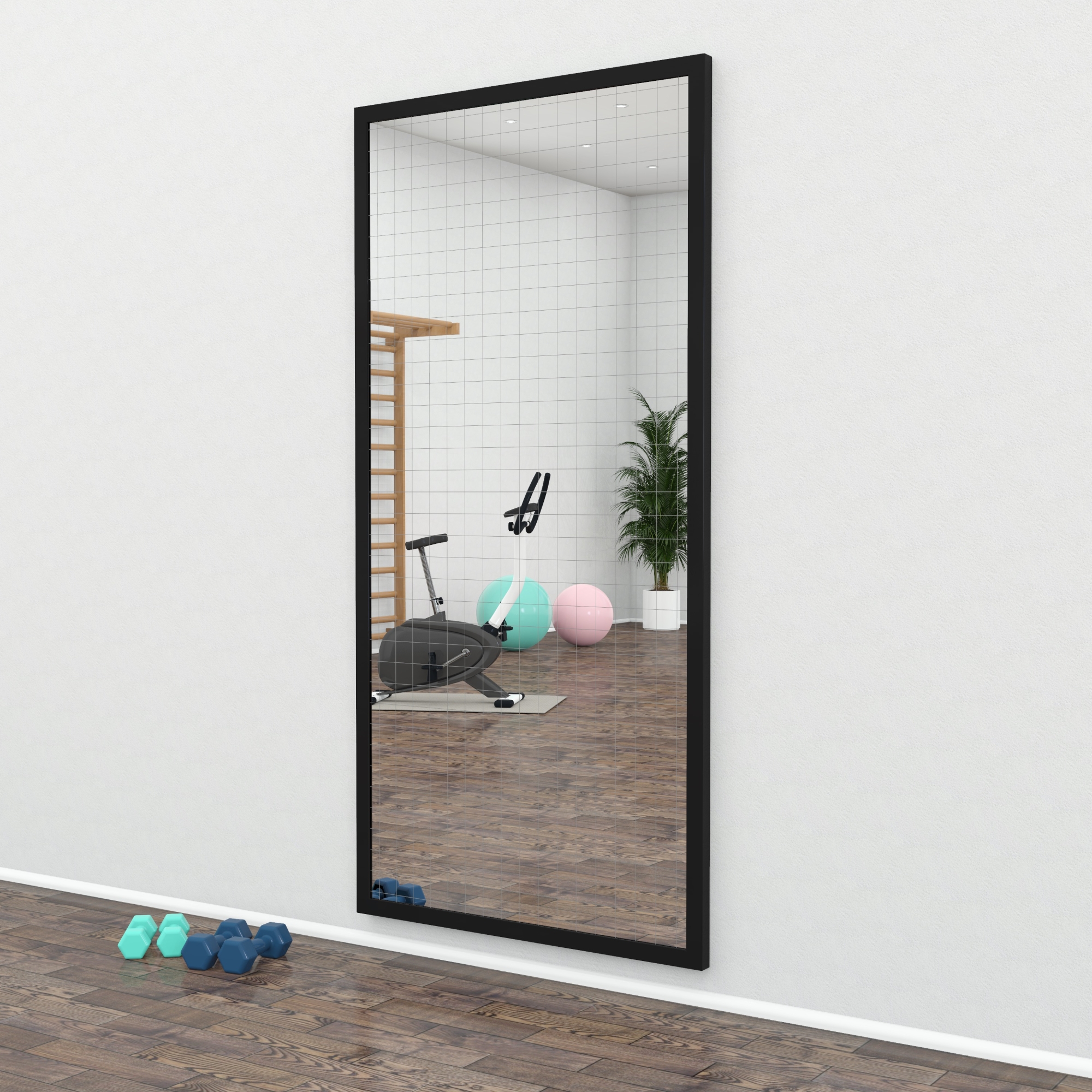 Rasterspiegel mit schwarzen Metallrahmen